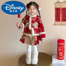 迪士尼（Disney）拜年服女童唐装国风加绒套装冬季儿童汉服新年衣服宝宝中式表演服 套装 120cm