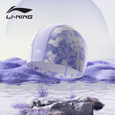 李宁（LI-NING）泳帽男女长发防水PU涂层游泳帽时尚护耳不勒头印花泳帽6611紫