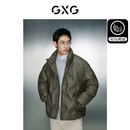 GXG男装 蛋白pu皮面包服男立领羽绒服 23冬 墨绿色 175/L