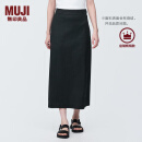 无印良品（MUJI）女式 麻混 弹力 直筒裙 长半身裙女春款裙子半裙 中长裙 女装 黑色 M (160/66A)