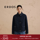 ERDOS 翻领格纹商务通勤短款女棉服外套 藏蓝 175/92A/XL