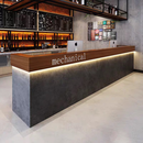 网红咖啡厅收银台前台接待台复古工业风酒馆酒吧台餐饮奶茶店吧台 一字型双台面水泥灰 200x60x100cm