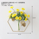 墙上装饰品挂件墙上水培花瓶壁挂创意餐厅墙面壁饰挂件家居客厅背 六角试管水培+47小邹菊黄色