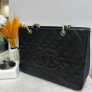 香奈儿（Chanel）【二手99新】香奈儿Chanel GST PST CF女包黑金黑银 荔枝皮 手提 单肩女士手袋  黑金97新