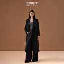 三只小山羊2024秋冬新品【女BOSS】100%纯羊绒大衣女士长款大衣 黑色 L