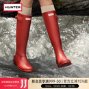 HUNTER雨靴户外露营女鞋惠灵顿经典英伦防水防滑骑士靴女长筒女靴高筒靴 哑光军红色/MLR 37