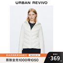 UR2025冬季新款女装简约气质拼接绗缝连帽拉链棉服UWM150048 本白 M