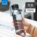 乐扣乐扣（LOCK&LOCK）夏季运动水杯简约塑料杯户外便携水壶男女学生杯子灰色750ML