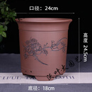 宜兴大口径兰君子兰室内花卉盆阳台透气陶瓷简 深棕色_本色直筒大