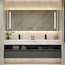 TZNUN德国意式极简岩板热弯一体盆设计师款卫生间洗漱台轻奢浴室柜组合 岩板热弯一体盆+智能镜柜 140cm（双盆）