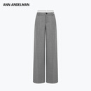ANN ANDELMAN官方直营 灰色西装裤女秋季宽松直筒毛织拼接假两件西裤 灰色 S