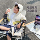 左西男童防晒衣儿童皮肤衣2025夏款连帽衫防晒服轻薄外套潮 灰色 140