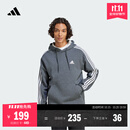 adidas休闲加绒加厚连帽卫衣套头衫男装秋冬阿迪达斯官方轻运动 深麻灰   M