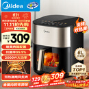 美的（Midea）小炎烤空气炸锅上下双热源 可视大视窗免翻面 家用多功能智能触屏 6L实用大容量 金属内腔 KZC6054