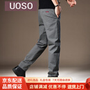 UOSO美式高端锥形休闲裤男秋季新款宽松直筒潮牌纯棉耐磨透气长裤子男 深灰色 28 二尺一