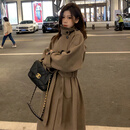 oein系带有腰带的毛呢大衣女毛呢外套女2024秋冬小个子中长款感棕 棕色 棕色 XS 80至105斤
