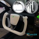 研韬适用特斯拉model3焕新版半幅飞机盘全皮加热工厂直发yoke方向盘 焕新3白色侧碳缝线+白色盖【字母标】 【全国包安装