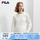 FILA 斐乐官方女子编织衫2024春时尚简约格纹肌理套头毛衣 