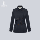 哈吉斯（HAZZYS）女装 春秋款女士素色宽松通勤短款风衣女ASWSH0BAH11 藏青色NV L (165/88A 40)