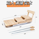 实木滑冰车东北老式爬犁儿童户外滑冰车成人滑冰车双人滑冰车 双人圆刀款+拉绳冰锥两对