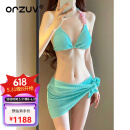 ORZUV品牌比基尼泳衣女2024新款bikini三件套性感三角海边度假泡温泉 蓝色 L