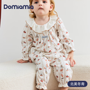 DOMIAMIA女童春装儿童睡衣长袖分体睡衣童装衣服套装纯棉花边 【棉氨花边款】北美冬青 常规 80 推荐73-77cm