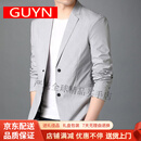 GUYN高端品牌休闲西服男修身韩版潮流单西夏季上衣小西装外套 灰色 灰色 M (170)
