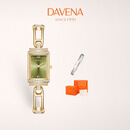 Davena【鞠婧祎同款】蒂玮娜小别针手表小众高级感手链表生日礼物送女友 【JD】山岚绿-甄橙礼盒+手镯