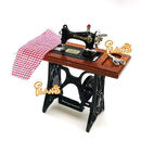 顶真迷你小家电微缩自行车麻将桌微波炉咖啡机电饭煲烤箱过家家玩具 米白色 缝纫机一个