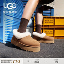 UGG秋季新款女士茸茸毛鞋领厚底懒人毛毛鞋 1166733CHE|栗色38
