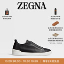 Zegna双11甄选杰尼亚男鞋黑色Triple Stitch™SECONDSKIN奢华休闲鞋 黑色 41.5 (7.5)