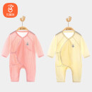 贝瑞加（Babyprints）婴儿连体衣2件装新生儿四季内衣纯棉长袖哈衣宝宝衣服 粉黄59