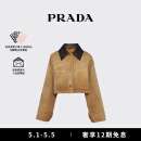 PRADA/普拉达【礼物】新品女士三角形徽标饰短款帆布夹克外套 米黄色 40
