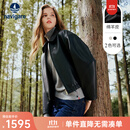 Navigare意大利小帆船短款女士真皮皮衣秋季时尚百搭上衣翻领羊皮革外套 暗夜黑 M