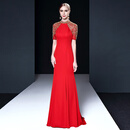 季节里晚礼服女高级轻奢端庄大气得体宴会年会裙小众2025新款高贵气质新 红色  M