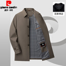 皮尔卡丹（pierre cardin）风衣男中长款外套商务中年休闲爸爸装纯色翻领男装春秋款 卡其 170/M