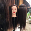 京噶头模真发练习头美发头模真发理发学徒剪发练习假人头模型可烫染编 直发棕色+小支架