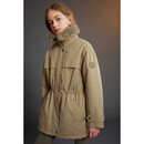 ELLE KIDS童装 中长绗棉派克棉服女童冬季新款巴恩风毛领保暖外套