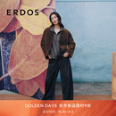 ERDOS【刘雯同款】25秋冬V领皮毛一体两穿拉贡女皮外套夹克 橄榄绿 S 160/80A