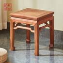 颐和盛世红木家具缅甸花梨（学名：大果紫檀）独板小方凳实木马蹄腿矮凳中式换鞋凳梳妆凳子 束腰马蹄足方凳（白胚） 40*40*46cm