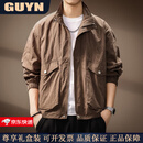 GUYN高端品牌男装复古大口袋工装外套男士2025秋季新款宽松夹克男百搭 焦糖色 焦糖色 L 适合120-140斤