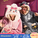 果壳（Gukoo）睡袍情侣睡衣女秋冬玛丽猫珊瑚绒浴袍男家居服 玛丽猫女款 M