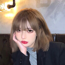 完壮假发女短发bobo减龄一刀切短直发造型仿真发全真人发自然全头套式 浅棕色+发网发卡