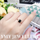 溢美缘 MM时尚百搭墨绿碧玺戒指18k金镶钻石 方形彩色宝石062020