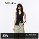 MO&Co.2024夏新品含醋酸V领修身针织马甲背心针织开衫MBD2CART56 黑色 S/160