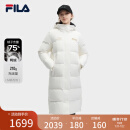 FILA 斐护科技|斐乐女装长款羽绒服冬季休闲简约连帽保暖羽绒外套 云菇白-WT 170/88A/L