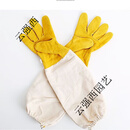 潮鸣（CHAOMING）羊皮手套养蜂工具手套蜜蜂防护防蜂蛰手套透气帆布捉蜂采蜜臂袖 黄色养蜂手套 XL