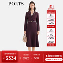 PORTS宝姿女装2025秋季新款印花叠片拼接领连衣裙ALQ9D030SWQ062 樱桃红漆色 M （6）