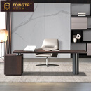 统塔（TONGTA）意式轻奢书桌现代极简设计师款高端书房书桌家用办公桌客厅工作台 烟熏木2000*700*760mm