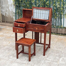 正冠红木家具非洲花梨（学名：刺猬紫檀）梳妆台全实木翻盖化妆桌卧室新中式带智能镜子储物格仿古 68款【梳妆台+凳】